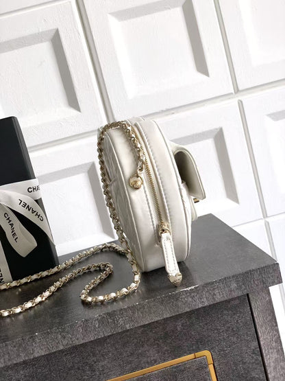 Chanel 2026 Quilted CC In Love Heart Bag White Lambskin