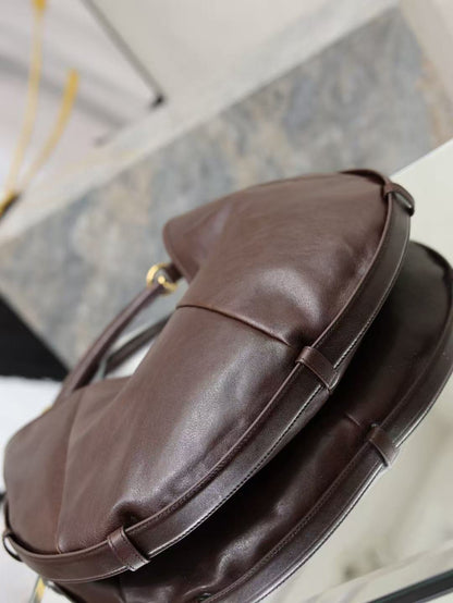 YSL Mombasa Shoulder Bag Chocolate Paneled Leather