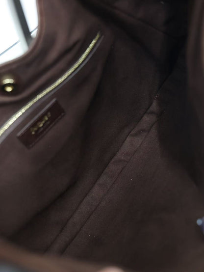YSL Mombasa Shoulder Bag Chocolate Paneled Leather