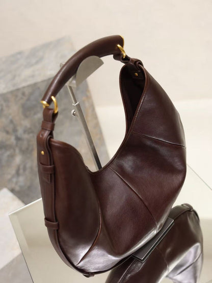 YSL Mombasa Shoulder Bag Chocolate Paneled Leather