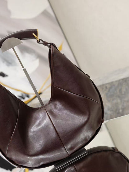 YSL Mombasa Shoulder Bag Chocolate Paneled Leather