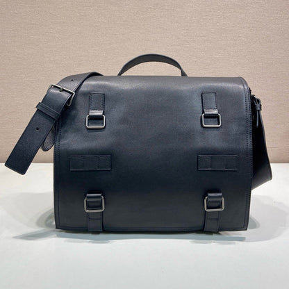 Prada 2026 Messenger Bag 34cm Black Leather