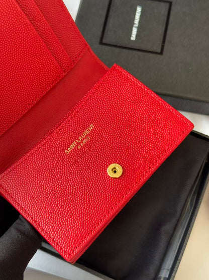 YSL Compact Wallet Red Leather