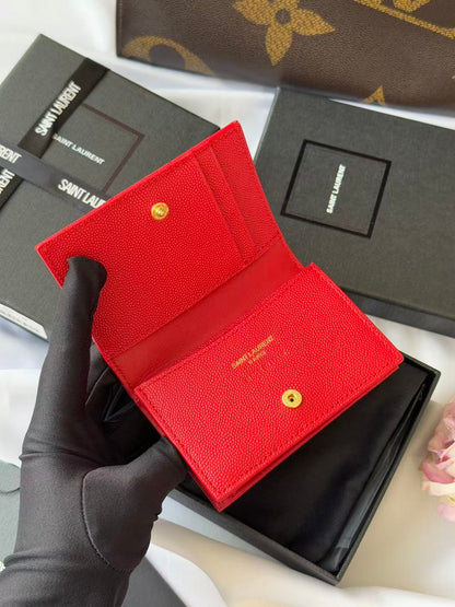 YSL Compact Wallet Red Leather