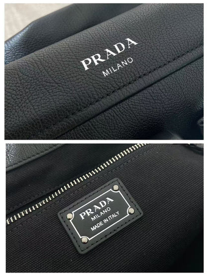 Prada Route Shopping Bag Black Leather