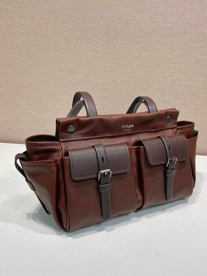 Prada Route Shopping Bag Brown Leather