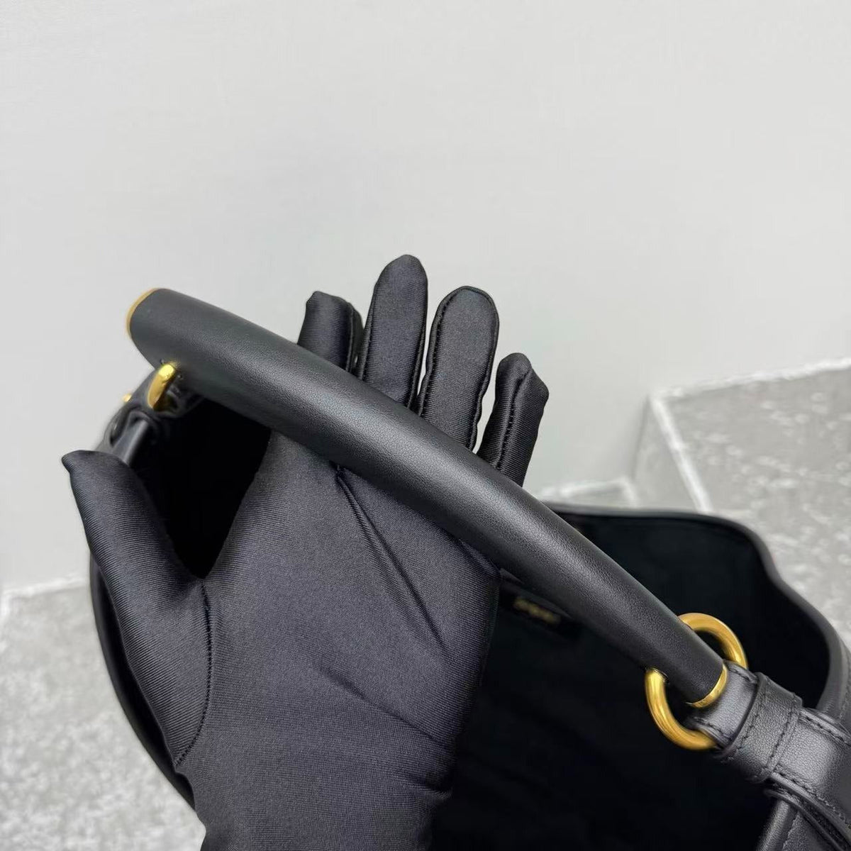 YSL Mombasa Shoulder Bag Black Paneled Leather