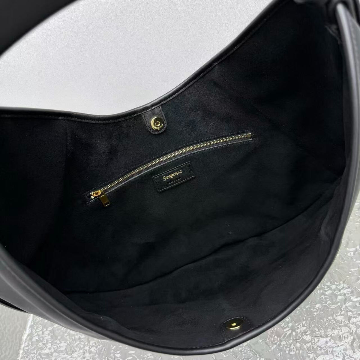 YSL Mombasa Shoulder Bag Black Paneled Leather