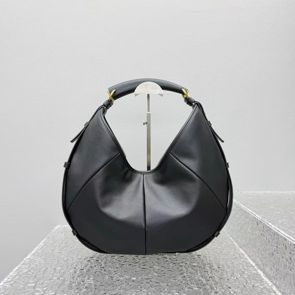 YSL Mombasa Shoulder Bag Black Paneled Leather