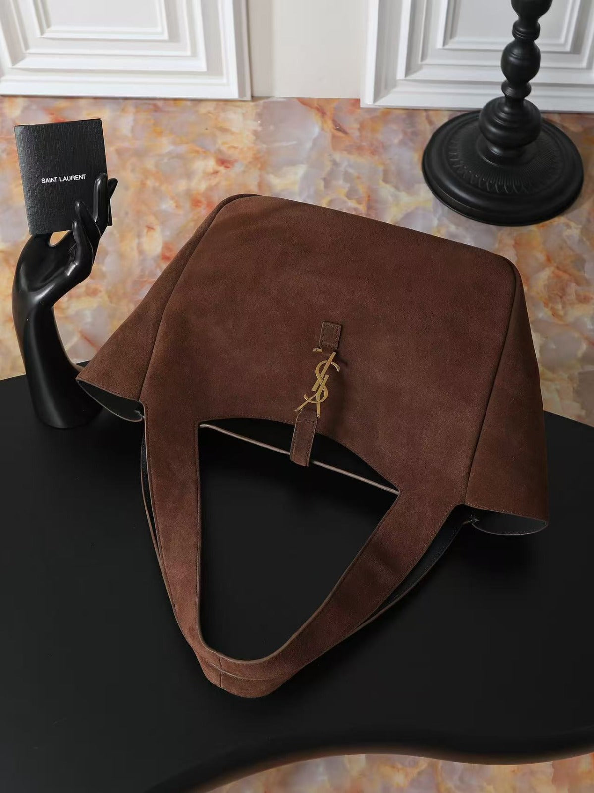 YSL Le 5 À 7 Bea Bag Coffee Suede