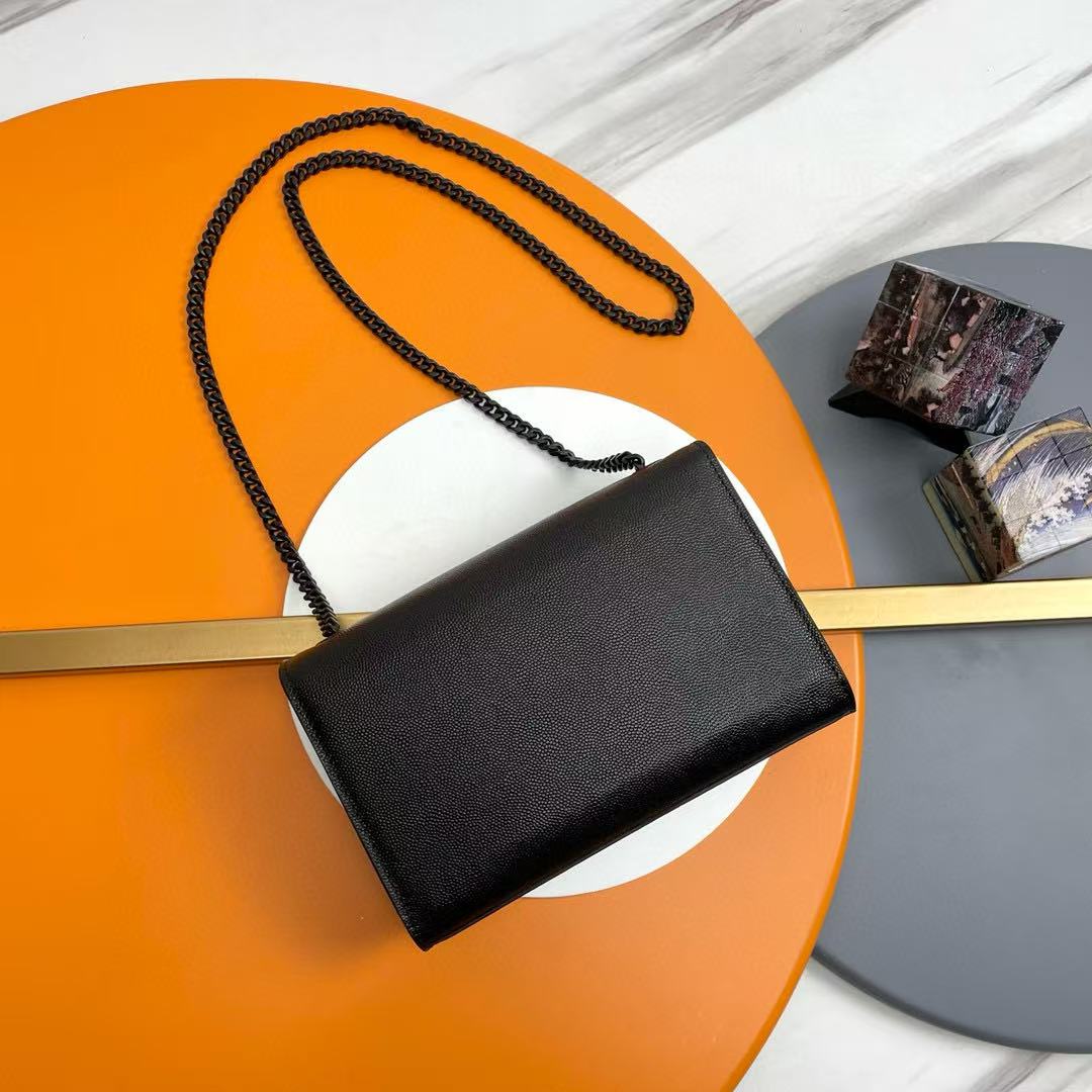 YSL Kate Small Shoulder Bag 20cm Black Grain Cowhide