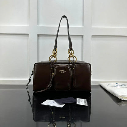 Prada 2026 Dangle Medium Shoulder Bag 30cm Patent Calfskin
