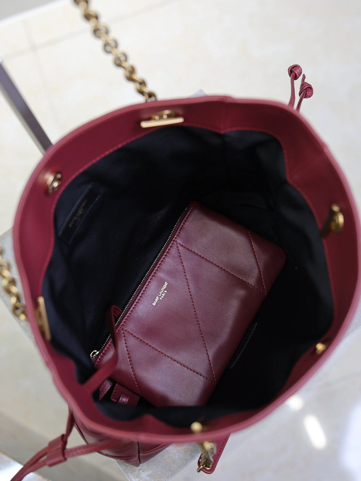 YSL 2026 Jamie Shopping Burgundy 29cm Lambskin