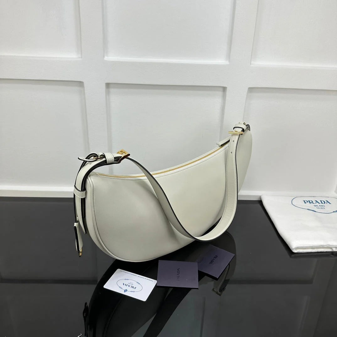 Prada 2026 Large Demi-Lune Shoulder Bag 42cm Calfskin