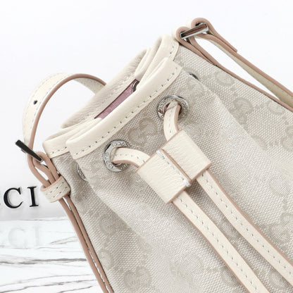 Gucci 2026 Tribeca Small Bucket Bag 20cm Cream Canvas Leather