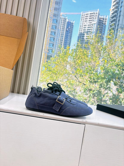 Prada Sneakers with Buckle and Strap Dark Blue Collapse Canvas 604167