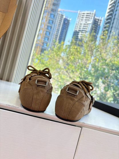 Prada Sneakers with Buckle and Strap Taupe Collapse Canvas 604166