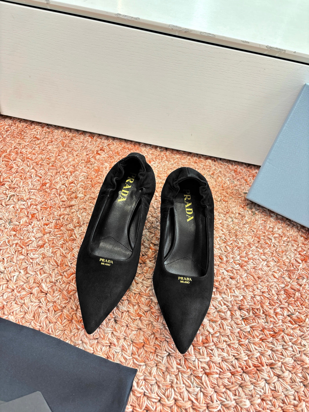 Prada Pointed-Toe Pumps Black Suede 604175