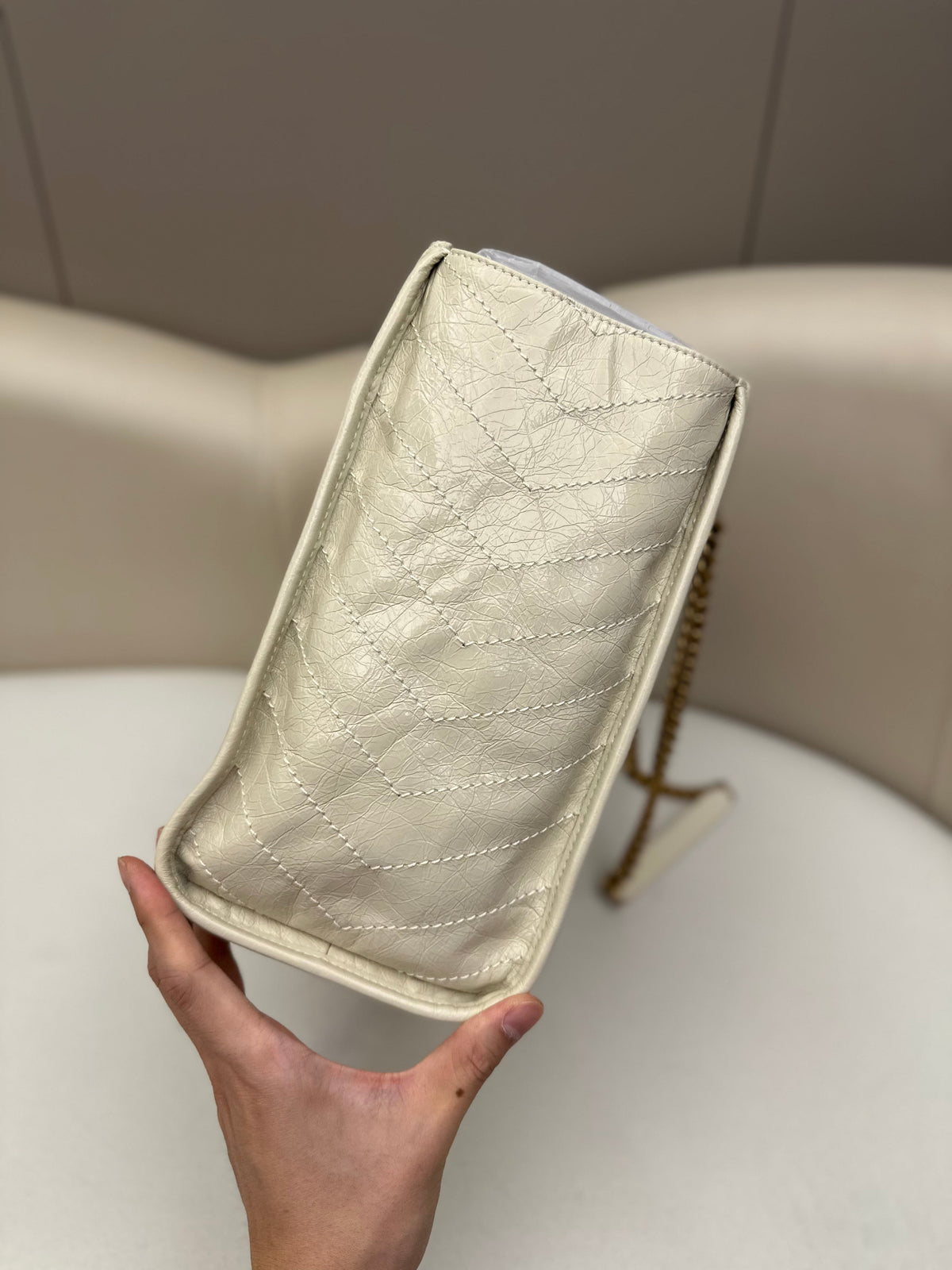 Niki Shopping Bag 33cm Cream Vintage Calfskin GHW
