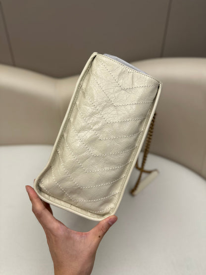 Niki Shopping Bag 33cm Cream Vintage Calfskin GHW