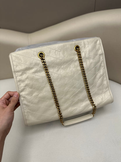 Niki Shopping Bag 33cm Cream Vintage Calfskin GHW