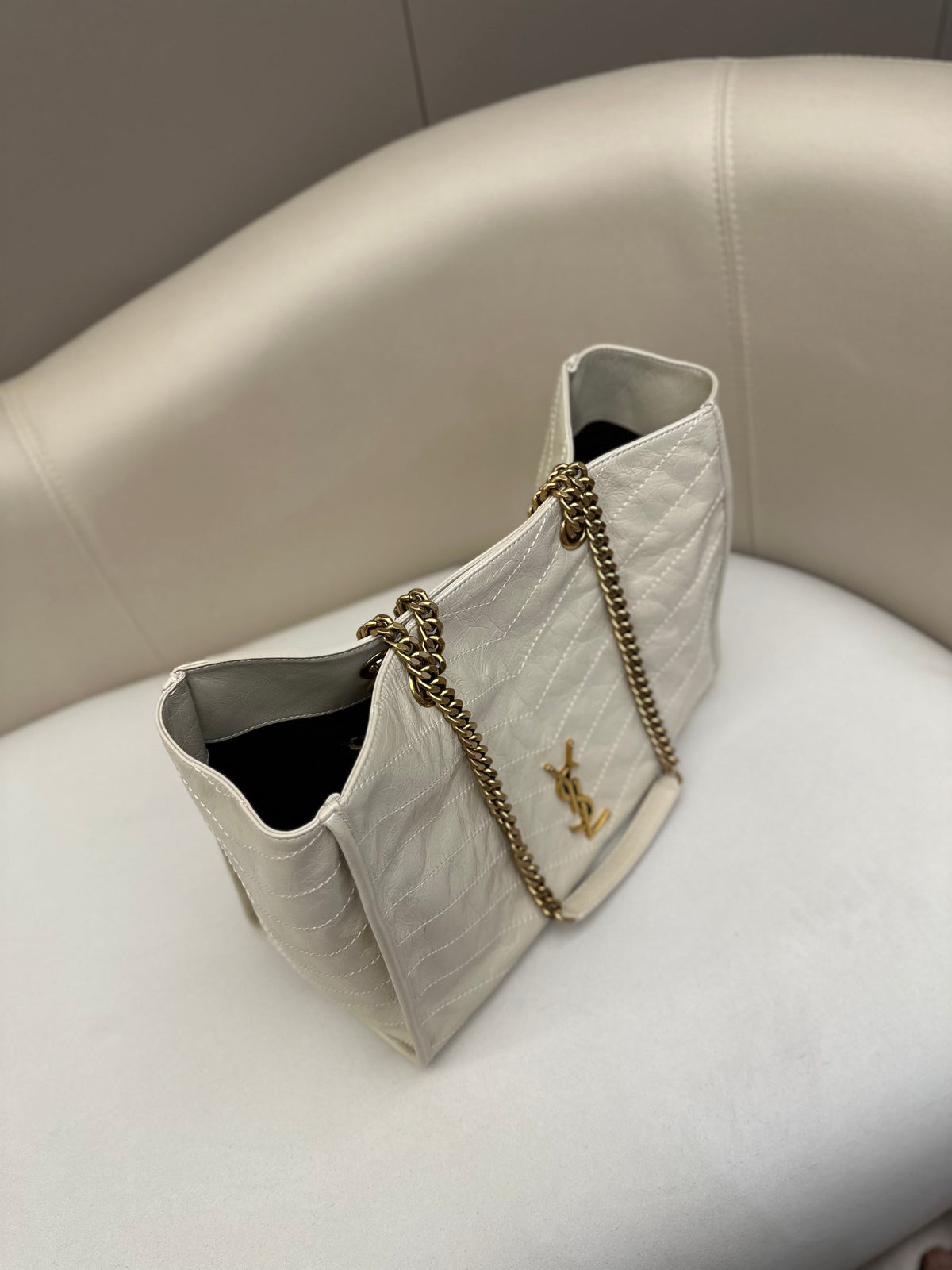 Niki Shopping Bag 33cm Cream Vintage Calfskin GHW