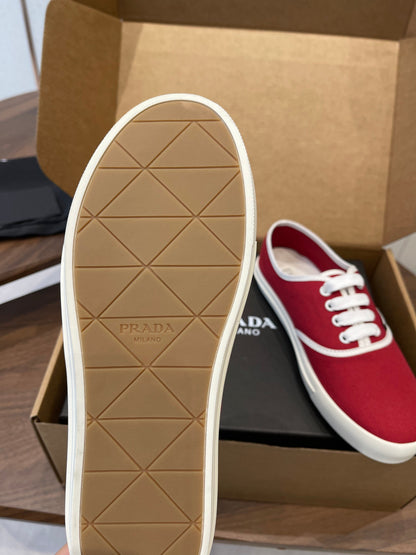 Prada 26ss Casual Shoes Red White Canvas 624429