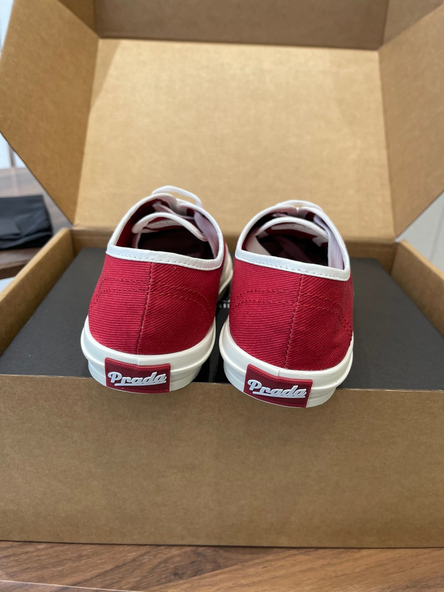 Prada 26ss Casual Shoes Red White Canvas 624429