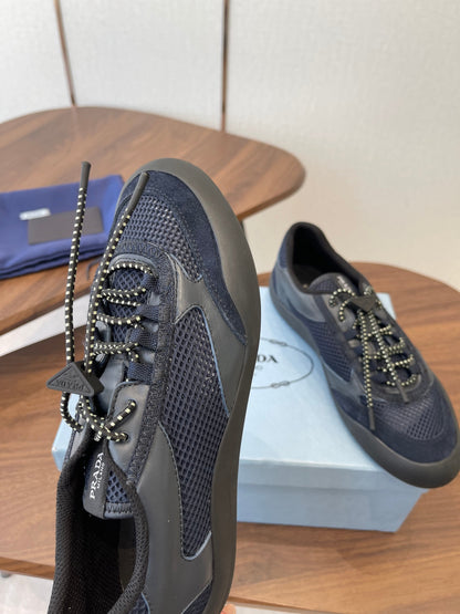 Prada Speedrock Sneakers Dark Blue Mesh Fabric 727601