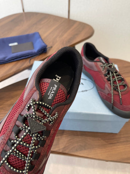 Prada Speedrock Sneakers Red Mesh Fabric 727603