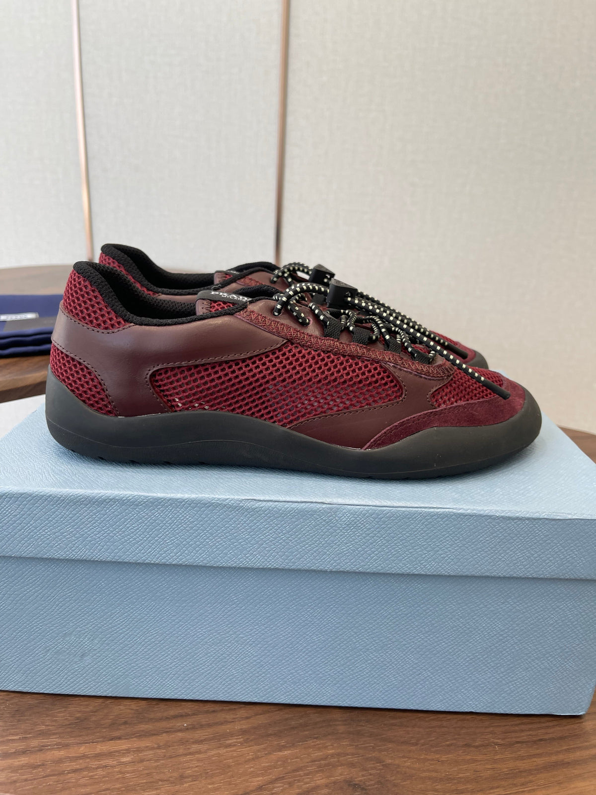 Prada Speedrock Sneakers Red Mesh Fabric 727603