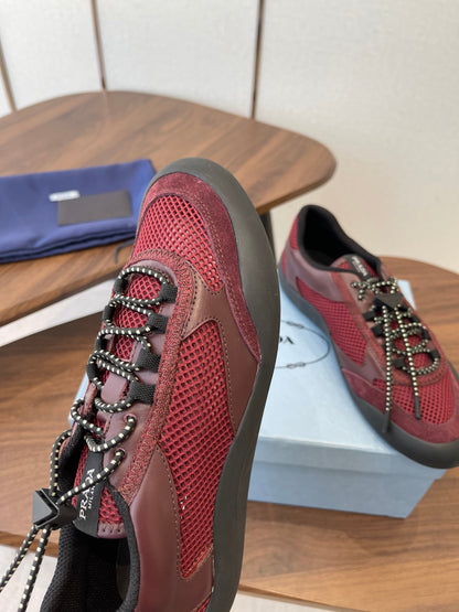 Prada Speedrock Sneakers Red Mesh Fabric 727603