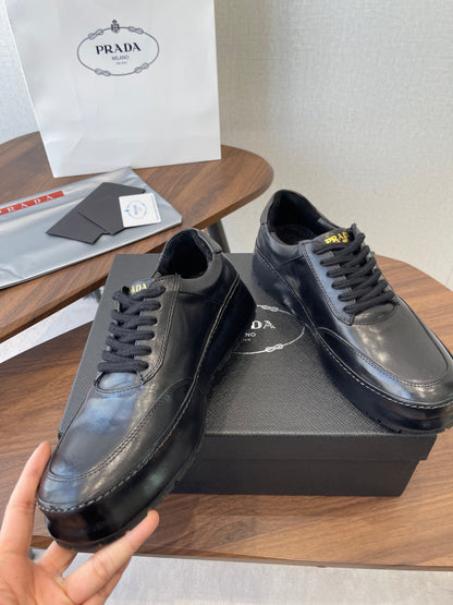 Prada Downtown Sneaker Black Shiny Leather 727638