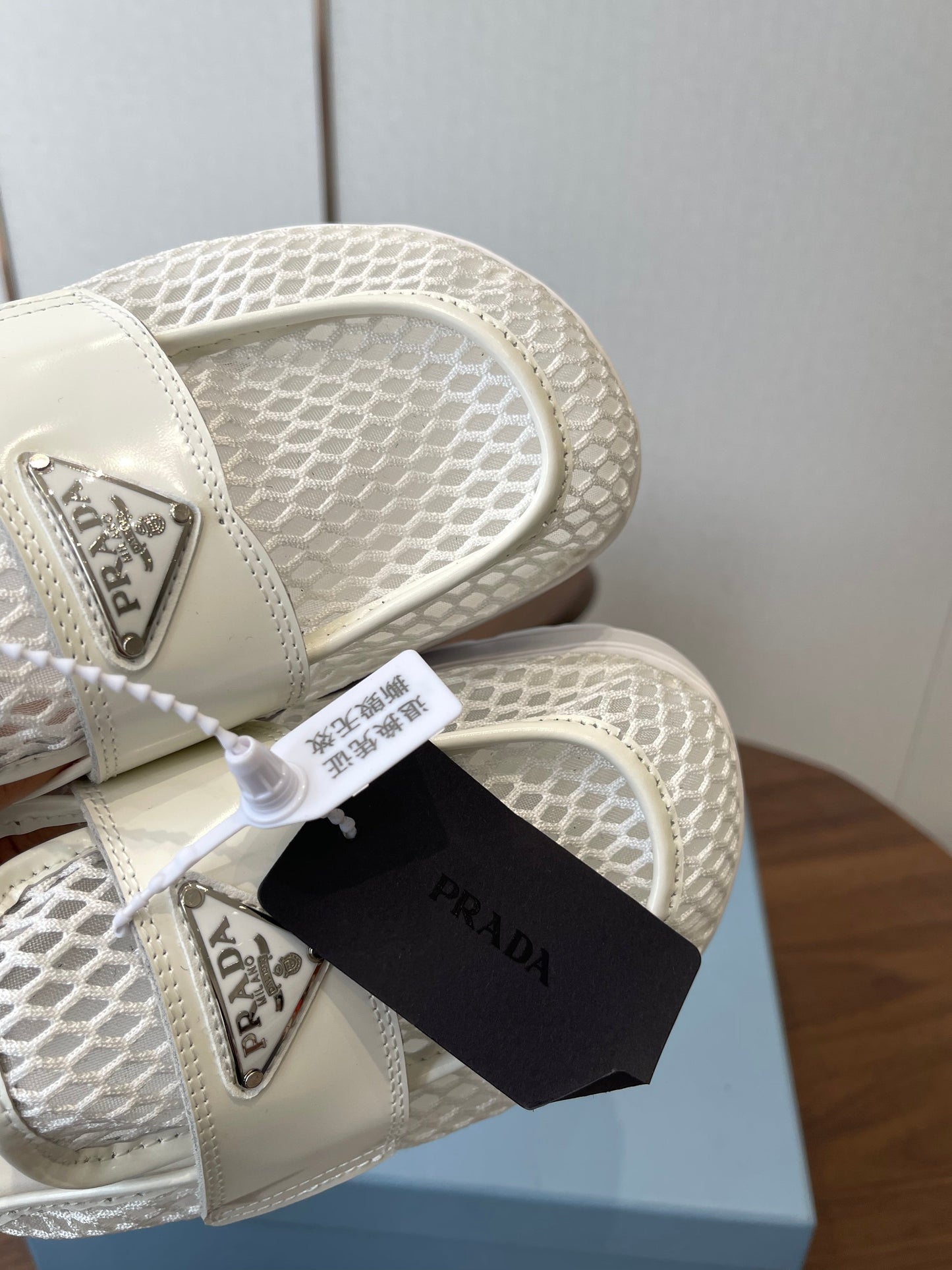 Prada 26s Mules White Mesh Fabric 727679