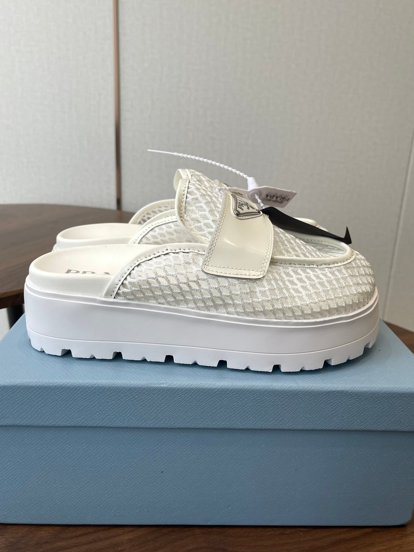 Prada 26s Mules White Mesh Fabric 727679