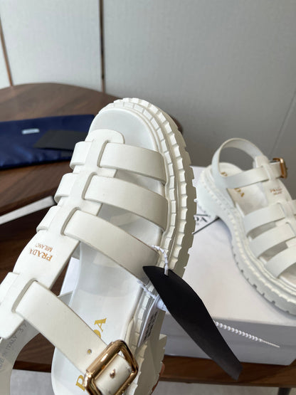 Prada Strappy Sandals 5.5cm White Leather 728558