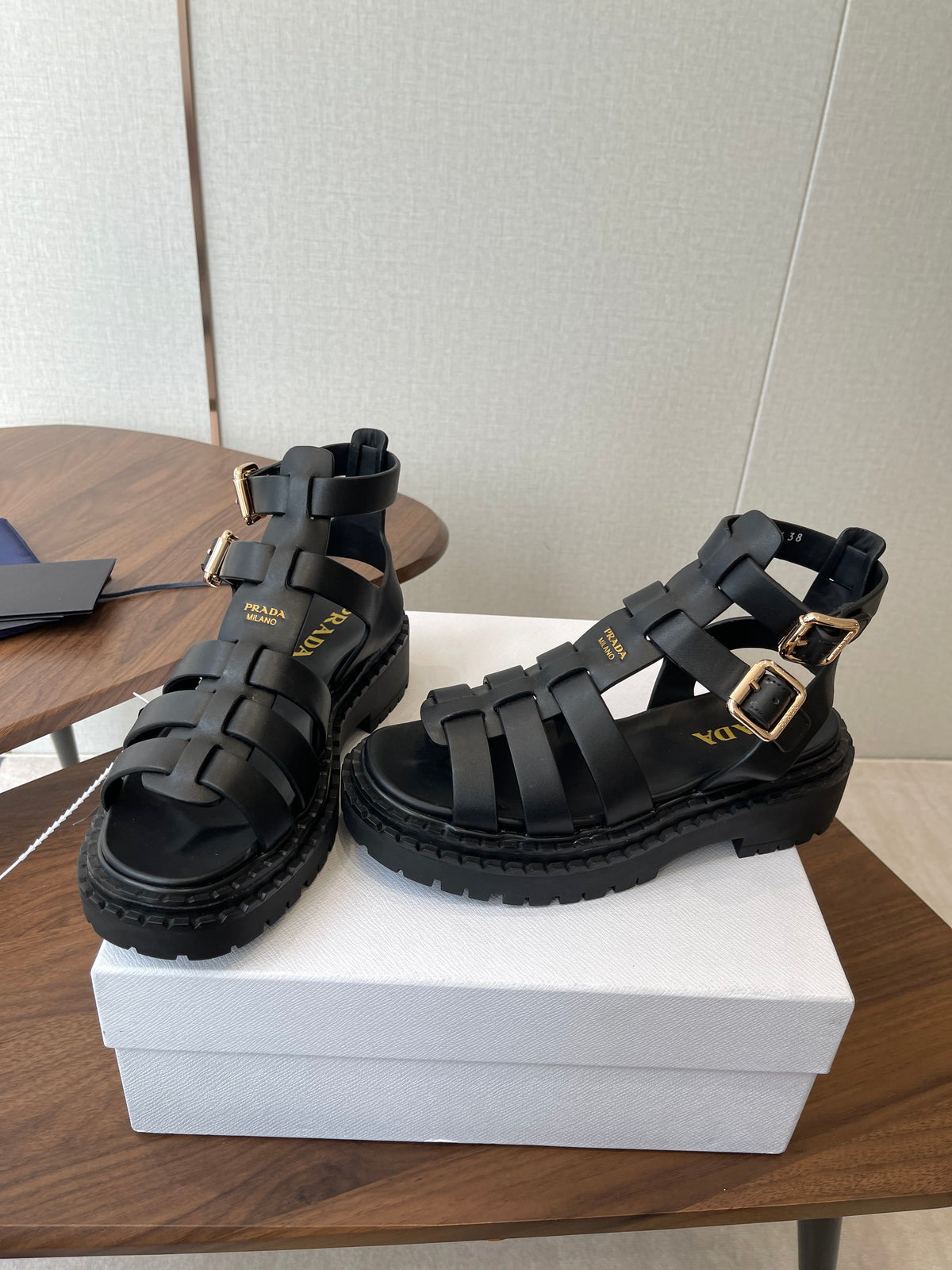 Prada Strappy Sandals 5.5cm Leather 728559