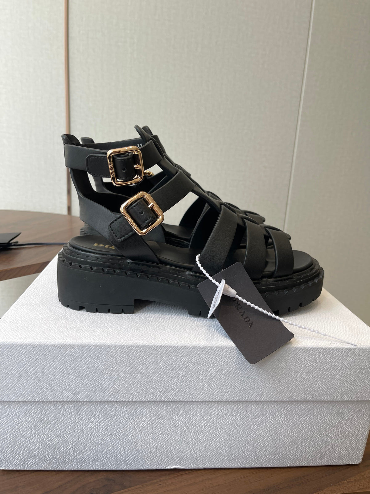 Prada Strappy Sandals 5.5cm Leather 728559