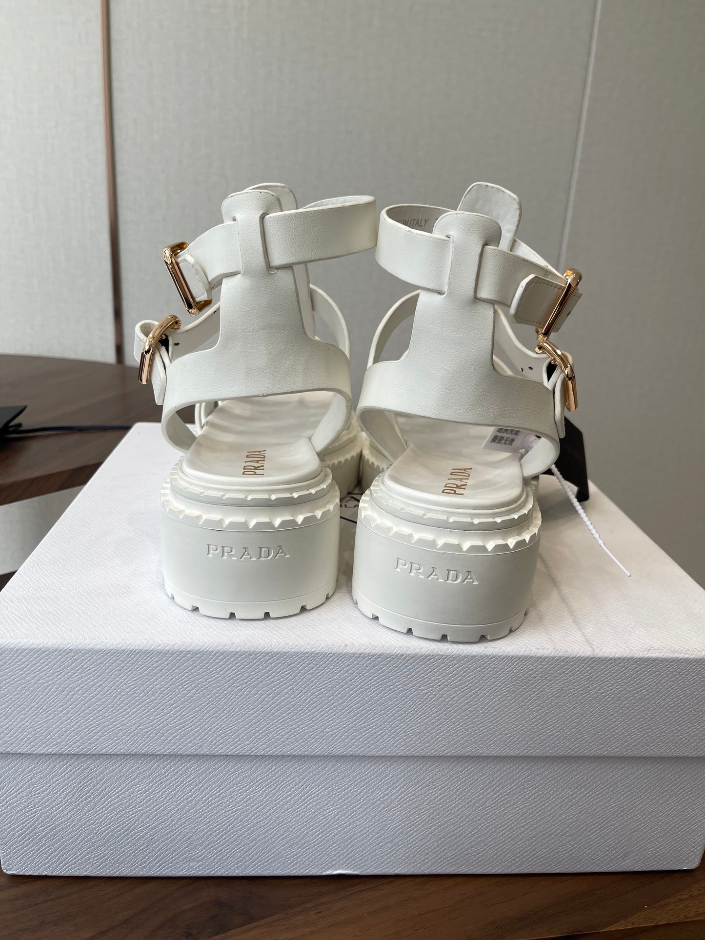 Prada Strappy Sandals 5.5cm White Leather 728560