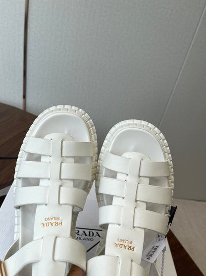 Prada Strappy Sandals 5.5cm White Leather 728560
