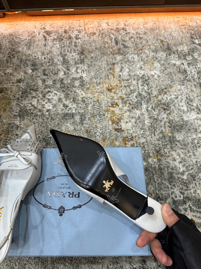 Prada 26s Slingback 6cm White Cowhide 804085