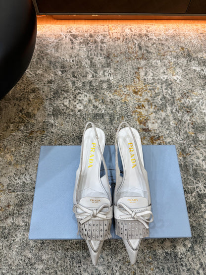 Prada 26s Slingback 6cm White Cowhide 804085