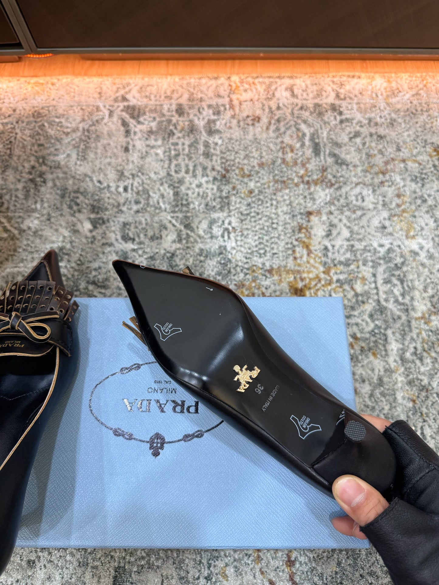Prada 26s Slingback 6cm Black Cowhide 804087
