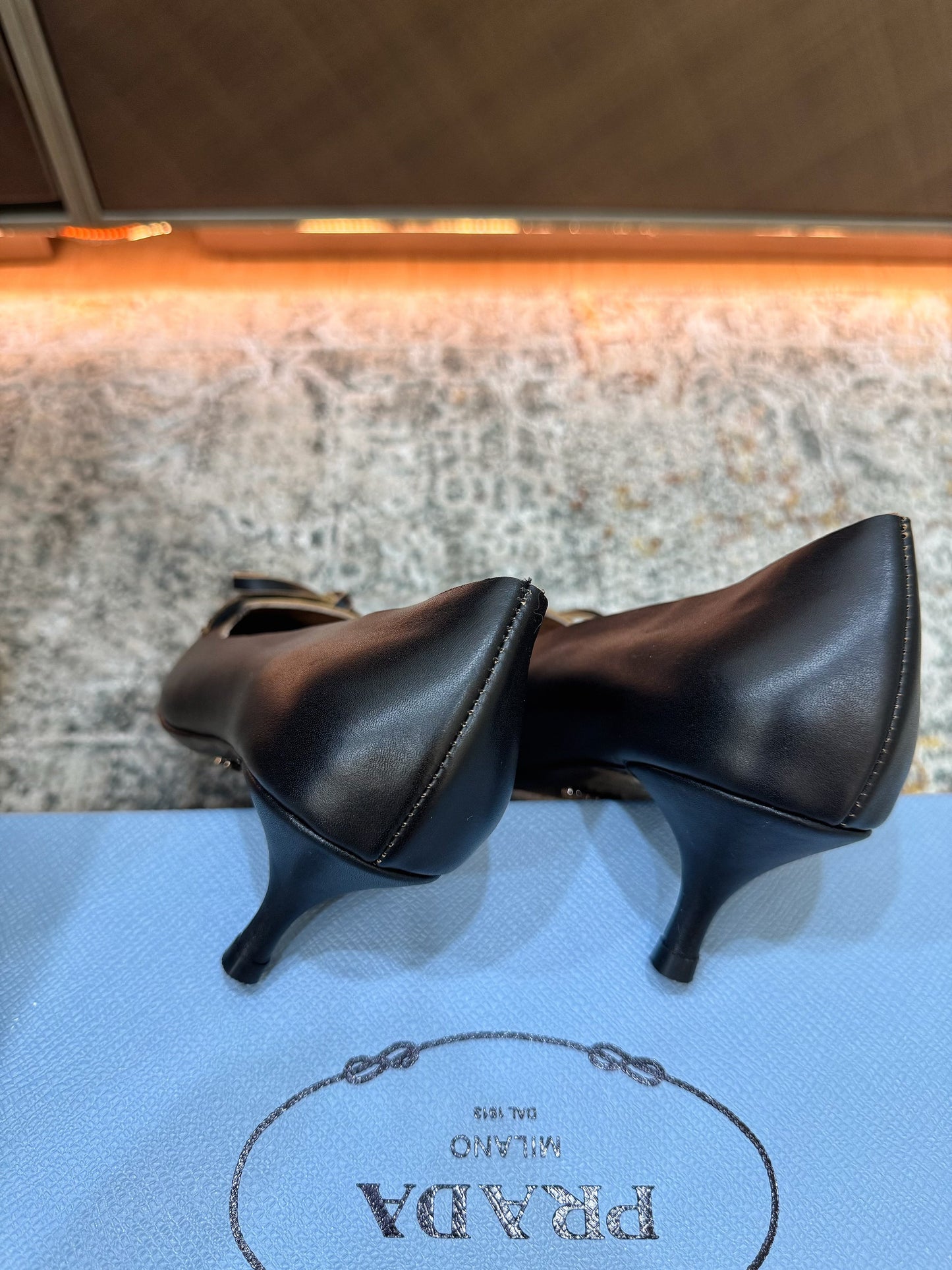 Prada 26s Slingback 6cm Black Cowhide 804087