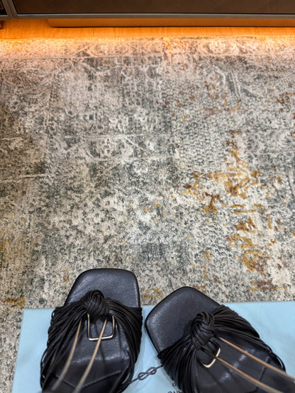 Prada Heeled Sandals 7cm Black Leather 804098