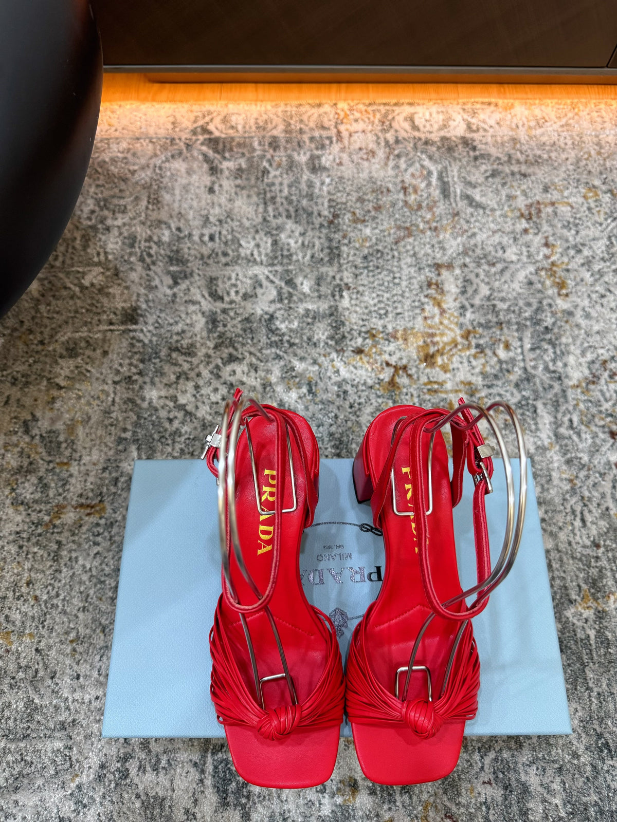 Prada Heeled Sandals 7cm Red Leather 804102