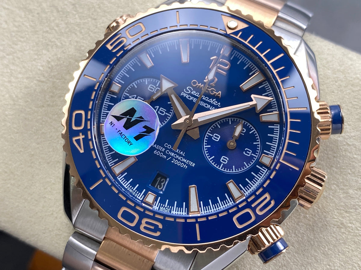 Omega Seamaster 46mm Blue Dial Pink Gold Steel