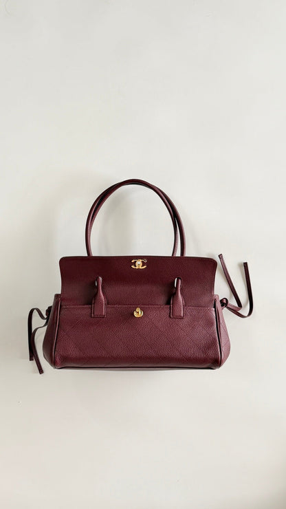Chanel 2026 Shopping Bag 30.5cm Burgundy Red Grained Calfskin