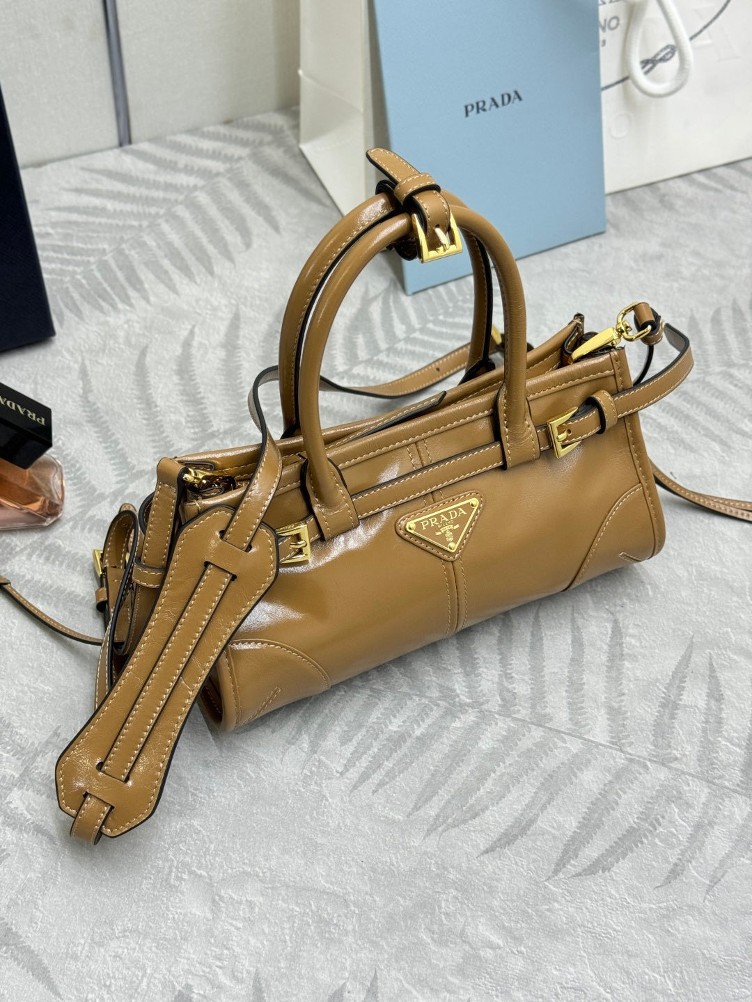 Pra Bonnie Bag 24cm Camel Leather 293958