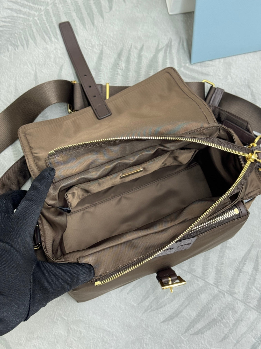 Pra Explore Medium Shoulder Bag With Flap Brown Nylon 294025